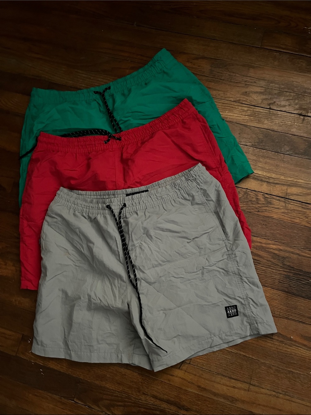 Aeropostale Men’s Swim Shorts - Green, Red, Gray